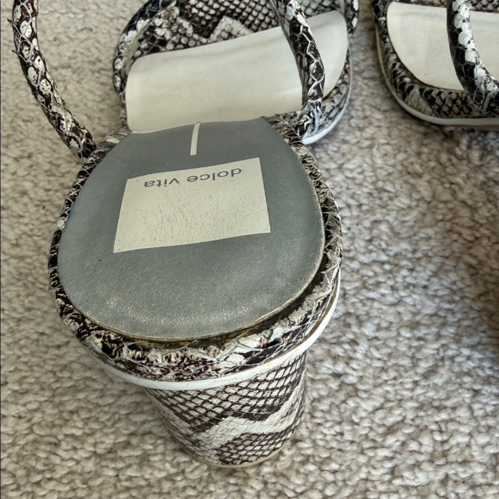 Dolce Vita Black and White Snake Print Heels - Picture 4 of 6